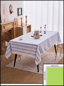 1pc Striped Lace Tablecloth, American Country Style Simple Decorative Dining Table Cloth, Rectangular Coffee Table TV Cabinet Entryway Multi-Functional Cover, Suitable For Holiday Gathering Birthday Party Wedding Dinner Table Decoration Room Decor Office Desk Coffee Table Mat Outdoor Picnic Mat Home Decor Room Decor All Seasons - Blue - View 18