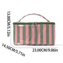 Personalized Striped Makeup Bag, Large Capacity Cosmetic Storage Bag, Portable Travel Toiletry Bag, Zipper Storage Bag, Suitable For Daily Use - Multicolor - View 4