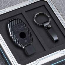 ABS碳纖維風格汽車鑰匙套殼 適用於 A C E S G-Class W177 W205 W213 X167 W222 CLA GLE GLB GLS AMG Maybach - B款 - 查看 10