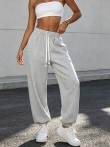 GEMCHO Pantalon de sport à taille élastique et cordon de serrage, convient pour la saison de remise des diplômes, la rentrée scolaire, la tenue de printemps pour les enseignantes - Gris - Voir 7