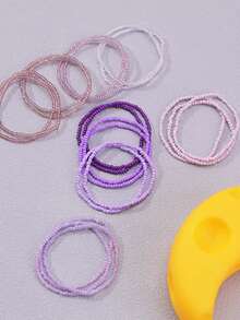 1/5/10/20pcs Random Color & Style Bohemian White Series Exquisite Versatile Elastic Bracelet & Ankle Chain Set, Fashionable Minimalist Beach Vacation Jewelry Gift For Men & Women Daily Wear - Multicolor - View 8