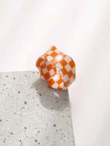 7pcs Acrylic Rings With Square Checkerboard Pattern Design, Fashionable Minimalist Rings, Personalized Jewelry Gift Suitable For Men And Women Daily Wear, Perfect Party And Holiday Gift, Versatile Accessory For Women Casual And Vacation Outfits - Multicolor - View 7