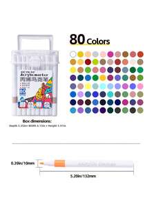 24/48/80 Colors Washable Acrylic Marker Set, Water-Based Painting Pens With Portable Storage Box, Quick-Dry Art Supplies, Suitable For Stone, Wood, Canvas, Ceramic And DIY Crafts, Back To School - Sets - View 7