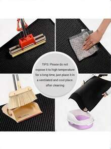 1pc Universal Multi-Color Optional Double-Layer Honeycomb Mesh EVA Material Anti-Crush Anti-Splash Waterproof Anti-Slip Simple Double-Layer Filtration Leak-Proof Cat Litter Mat, Pet Essential, Cat & Dog Daily Cleaning Mat - Black - View 4