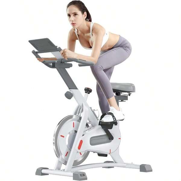 Bicicleta EstáTica, Bicicleta Estática para Interiores, Bicicleta Fija Para Ejercicio Con Soporte Para Tablet, Bicicleta EstáTica Con Asiento Confortable, Gimnasio Grande Aguanta 200 Kilos