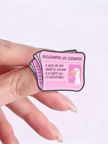 1pc Funny Spanish Pink Newspaper Enamel Brooch, Cartoon Big White Goose Sarcastic Text Badge, Fashion Clothing Backpack Accessory, Gift For Friends - Pink - View 8
