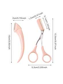 Brodark Juego de 2 piezas para recortar cejas, rasuradora de cejas curva con peine y tijeras para cejas, herramientas de belleza para principiantes, accesorios de depilación unisex - rosa - Ver 8