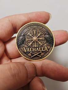 Replica Coin Nordic Viking Mythology Odin Raven Viking Warrior Courage Commemorative Coin, Comes With Protective Case - Multicolor - View 3