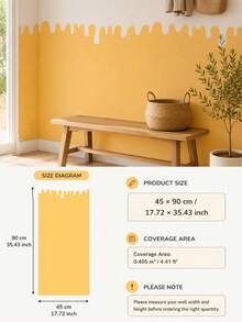 SUPSTICKER 1pc Beige Paint Drip Edge Half Wall Sticker, Waterproof Removable PVC Self-Adhesive Wall Decor, Suitable For Bedroom And Game Room, 11.72*35.43/47.4inch - Multicolor - View 13