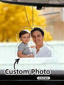 1/2/4pcs Customized Portrait Acrylic Pendant - Personalized Family Photo Keepsake, Classic Car And Home Decor, Customized Photo Car Hanging Ornament, High-Quality Durable Colorful Personalized Acrylic Gift, Perfect For Parents, Family, Friends, Birthday, Anniversary, Daily Use - Multicolor - View 1