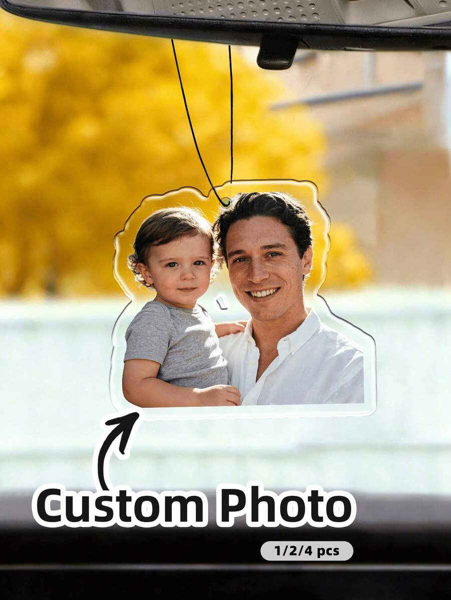 1/2/4pcs Customized Portrait Acrylic Pendant - Personalized Family Photo Keepsake, Classic Car And Home Decor, Customized Photo Car Hanging Ornament, High-Quality Durable Colorful Personalized Acrylic Gift, Perfect For Parents, Family, Friends, Birthday, Anniversary, Daily Use - Multicolor - View 1