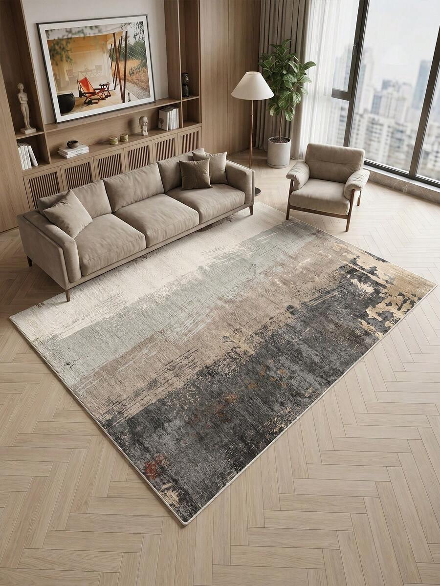 1 pieza Alfombra de sala de estar con lavado de tinta multicolor, adecuada para cocina, comedor, dormitorio, decoración de habitación para vacaciones, interior/exterior, oficina, vestíbulo, felpudo antideslizante, alfombra de baño, pasillo, área de estudio y juegos.