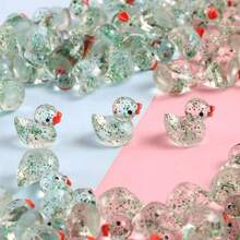 10/20/50/100pcs Multi-Color Glitter Transparent Mini Duck Resin Figurines, Mixed Color Glitter Transparent Duck Decor Toys, DIY Cream Glue & Slime Craft Toys, Suitable For Kids And Adults, Moss Micro Landscape Decoration, Party Fillers & Classroom Reward Gifts - Multicolor - View 7