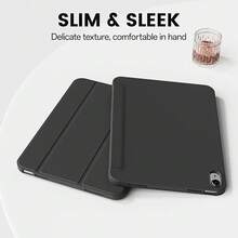 1 pieza Funda para tableta de cuero PU con diseño de panal negro compatible con iPad A16 11ª generación 2025 de 11 pulgadas, Mini 6/7 de 8.3 pulgadas, 10/9/8/7 de 10.2 pulgadas, Air 4/5/6/7 de 10.9/11 pulgadas, Pro de 11 pulgadas, Galaxy Tab A9/A11/A9+/A8/A7 Lite/S6 Lite, cubierta protectora de Body completo con carcasa trasera de TPU suave, soporte plegable y función de suspensión/activación automática - Negro - Ver 5