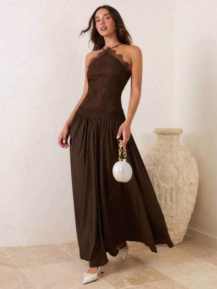 Women Midi Dresses - 巧克力棕色 - 查看 2