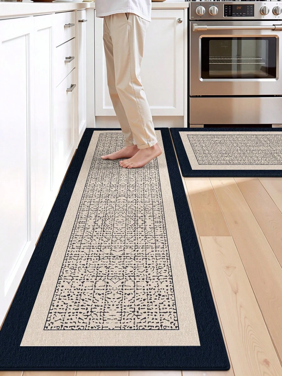 DAJIANG 1 buah Karpet Panjang Vintage untuk Dapur, Cocok untuk Kamar Mandi, Dapur, Luar Ruangan, Dalam Ruangan, Lorong, Kamar Tidur, Ruang Tamu, Karpet Samping Tempat Tidur, Dapat Dicuci dengan Mesin, Keset Pintu Masuk yang Mudah Dibersihkan, Bagian Bawah Anti Selip, Dekorasi Kamar Tidur, Dekorasi Kamar Mandi