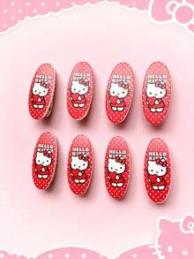 SANRIO 8入三麗鷗印花橢圓形髮夾,卡通可愛俏皮鮮豔色彩髮夾,適合生日派對、聚會禮物、返校季禮物髮飾配件 - 彩色 - 查看 4