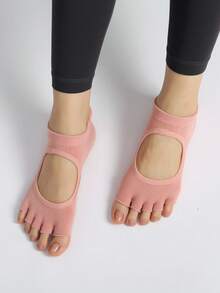 Toe And Foot Exposed Low-Cut Non-Slip Comfortable Yoga Socks, Indoor Sports Protective Socks - Pink - View 3