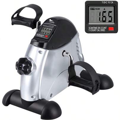 Mini bicicleta de ejercicio, ejercicio de pedal de bicicleta para debajo del computadora, máquina portátil para brazo y piernas con pantallas LCD