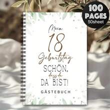 1 pieza Cuaderno de invitados con espiral de estética española, diario de recuerdos con tema de flores silvestres para eventos especiales, mensajes para celebraciones y cumpleaños, libro de mensajes de bendición para el 18º cumpleaños, aniversario o recepción, libro de registro de invitados - F - Ver 3