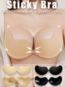 1/2 Packs Pleated Peach Shape Self-Adhesive Bra, Seamless Invisible Backless Lifting Nipple Covers For Wedding Evening Dresses - Multicolor - View 1