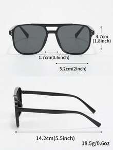 3pcs/1pc Men's Double Bridge Square Rivet Fashion Glasses, Black, Leopard, Tea Color, Suitable For Summer Beach Vacation, Outdoor And Travel Use - Multicolor - View 5