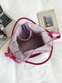 Tas Tote Bordir Landmark Paris Gaya Jepang, Nilon Ringan, Tas Komuter 3 Cara: Bahu/Selempang/Jok - MultiWarna - View 11