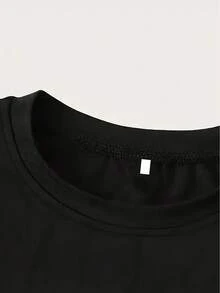 100% Breathable, Comfortable, Loose Fit Women's Short Sleeve T-Shirt With 130tops Print - Black - View 6