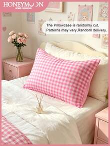 HONEYMOON 1pc Printed Pillowcase - 100% Polyester Lightweight Cloud-Feel Fabric Plaid Print Pillowcase, Soft And Breathable, Wrinkle-Resistant, Envelope Closure, No Filling - Suitable For Home, Dorm, Sofa, Oeko-Tex Certified - Multicolor - View 2