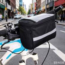 Large Capacity Bicycle Handlebar Bag, Cycling Equipment Front Mounted Pouch With Touch Screen Phone Holder, Multi-Functional Universal - Multicolor - View 6
