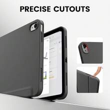 1 pieza Funda para tableta de cuero PU con diseño de panal negro compatible con iPad A16 11ª generación 2025 de 11 pulgadas, Mini 6/7 de 8.3 pulgadas, 10/9/8/7 de 10.2 pulgadas, Air 4/5/6/7 de 10.9/11 pulgadas, Pro de 11 pulgadas, Galaxy Tab A9/A11/A9+/A8/A7 Lite/S6 Lite, cubierta protectora de Body completo con carcasa trasera de TPU suave, soporte plegable y función de suspensión/activación automática - Negro - Ver 4