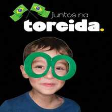 Óculos Do Brasil Juntos Na Torcida Adereço - Multicolorido - Visão 3
