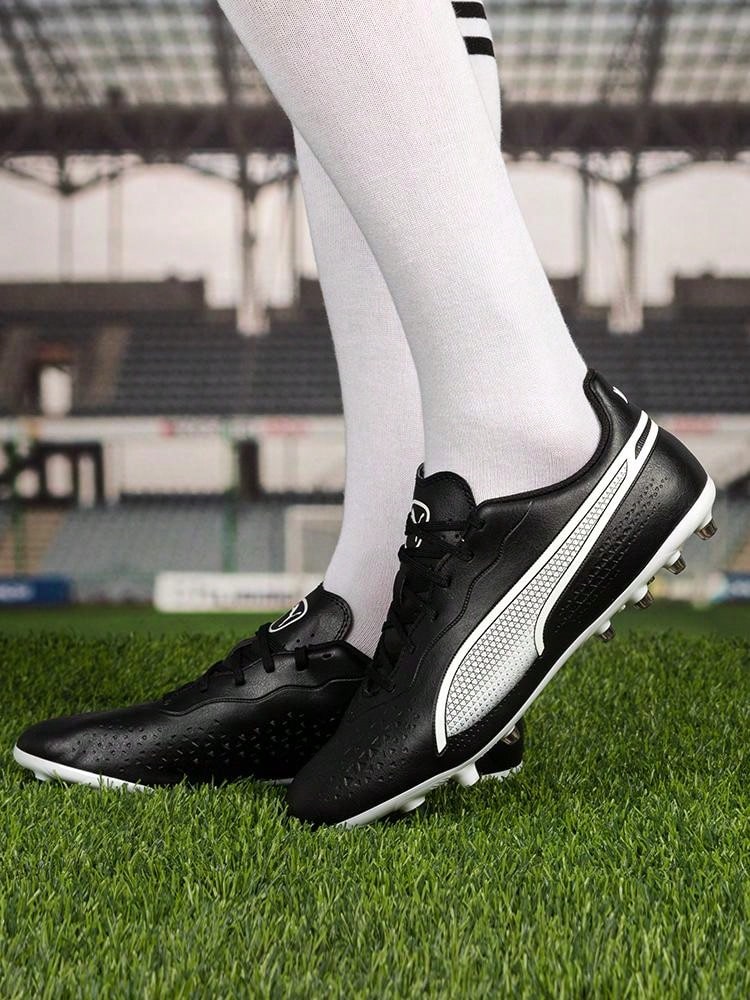Puma 男款足球鞋 KING MATCH MG 人造草皮比賽訓練鞋 短釘低筒性能運動鞋 107572-01 - 黑色-彪馬白 - 查看 1