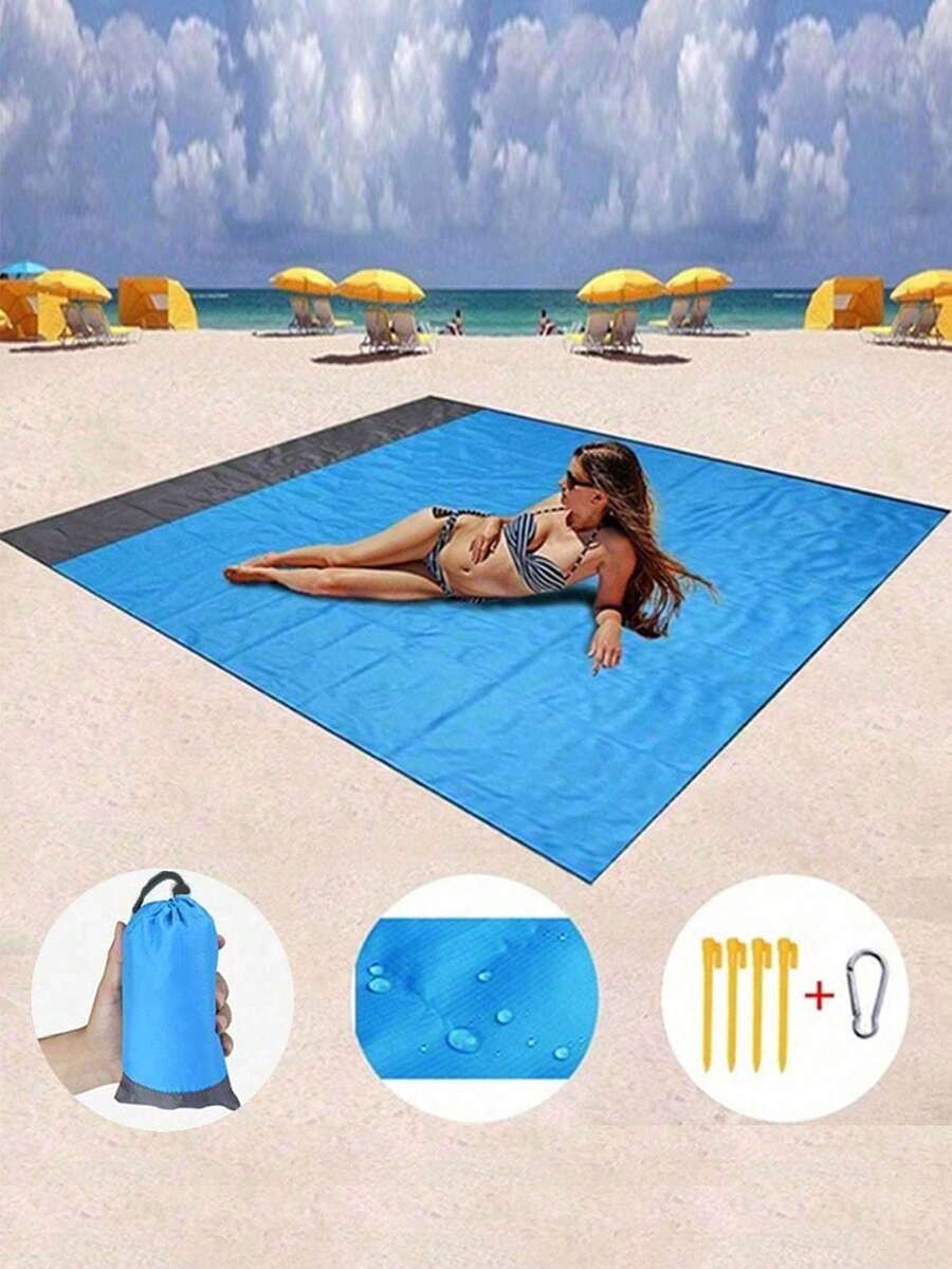 Waterproof Beach Mat, Large Waterproof Beach Blanket, Foldable Waterproof Pocket Beach Blanket, Portable Lightweight Picnic Beach Mat, Quick Dry Outdoor Sand-Proof, Portable Outdoor Blanket, Suitable For Picnic, Travel, Camping And Hiking - Multicolor - View 1