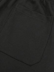 Men's Old Money Style Solid Color Drawstring Waist Wide Leg Long Pants - Black - View 7