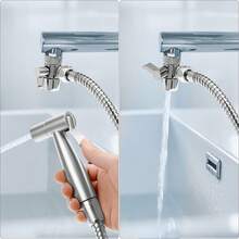 Tatukiko Set Semprotan Bidet Toilet, Adaptor T All-In-One + Selang + Braket, Semprotan Genggam Bertekanan Air Kuat, Cocok untuk Kebersihan Pribadi dan Pembersihan Rumah - perak - View 6