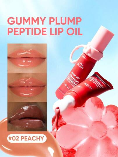 JUDYDOLL GUMMY PLUMP PEPTIDE LIP OIL Honey Color Plumping Lip Oil, Lightweight Natural Brightening Pigment, Essential For No-Makeup Look, Date Night Secret, Volumizing Mirror Effect, Non-Fading Long-Lasting Moisturizing