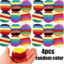 4 Buah Hacky Sack Rajutan Tangan, Bola Juggling Footbag Rajutan Versi Terbaru 2026, Pola Geometris untuk Pemula Dewasa - MultiWarna - View 5
