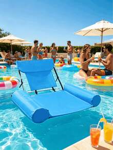 1pc Inflatable Swimming Pool Float Chair, Vibrant Colors, Durable Polyester Hammock Lounge With Armrests And Headrest, Relax At Beach, Lake Or Pool. Adult Swimming Pool Float, Available With Inflation Pump Set - Multicolor - View 26