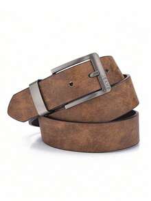 1pc Men's Wide Stitching Alloy Buckle Belt, Suitable For Jeans And Trousers, Minimalist Cool Sports Style, Daily Decorative Belt - Camel - View 4