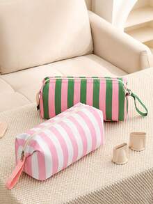 1pc Colorful Striped Print Hair Dryer Storage Bag Curling Iron Pouch With Inner Pocket, Travel Hair Styling Tool Bag Carrying Case Makeup Bag, Gift - Multicolor - View 6