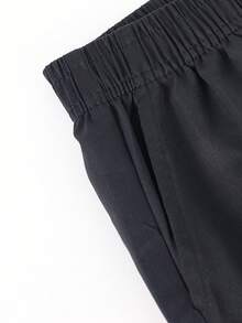 1pc Boys' Simple Double Stripe Straight Leg Casual Long Pants, Loose Fit Design, Versatile All-Match Style For Daily, School, Home And Outings - Black - View 5