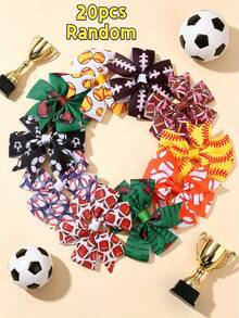 1/10/20 Girls World Cup Sports Theme Hair Clips - Polyester Bow Hair Clips With Soccer, Volleyball And Other Patterns - Suitable For Parties, School - Multicolor - View 10