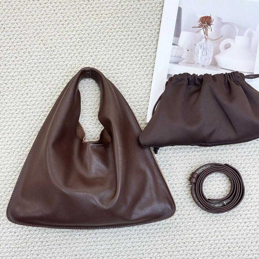 Bolso triangular de cuero genuino de vaca curtido vegetalmente, modelo 2024, bolso de mano, bolso de hombro, bolso cruzado para mujer.