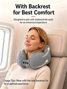 U-Shaped Inflatable Neck Pillow With Automatic Neck Support, Portable, Multi-Angle Adjustable, Quick-Release Buckle, Suitable For Travel, Home, Office And Car Use, Great Gift Recommendation For Holidays And Outdoor Activities - Multicolor - View 2