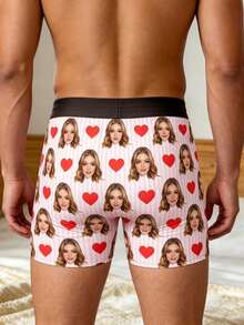 1pc Men's Customized Square Underwear, Ideal Gift For Boyfriend, Suitable For Anniversary, Birthday And Various Holiday Occasions - Multicolor - View 2