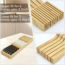 Knife Drawer Organizer Bamboo In-Drawer Knife Block Organizer Kitchen Steak Knives Holder Organizer For Drawer 11 Knives Slots 11 Knives Slots - Variant - View 5