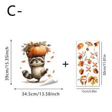 1pc Autumn Forest Animal Electrostatic Adhesive Window Decals, Featuring Maple Leaves And Pumpkins, Are Perfect For Kitchen, Living Room, And Thanksgiving Party Decorations. - Multicolor - View 14