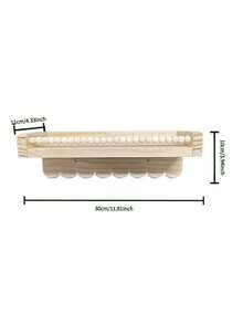 Wavy Edge Beaded Wooden Floating Wall Shelf With Hooks, Cute Baby Room Display & Storage Rack For Baby Books, Toys, Clothes And Decor - Multicolor - View 12