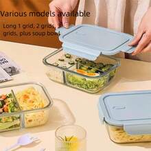 410/700/1040ml/Set Isi 3 Wadah Penyimpanan Makanan Kaca, Persiapan Makanan, Kotak Bento Kedap Udara dengan Tutup Pengunci Anti Bocor, Kotak Makan Siang, Untuk Microwave, Oven, Freezer dan Mesin Pencuci Piring - MultiWarna - View 13